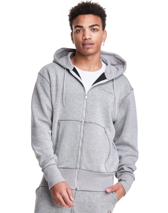 Champion Tech Weave Full Zip Script Logo Hoodie Heren - Grijs - Belgie 1375NAMBK